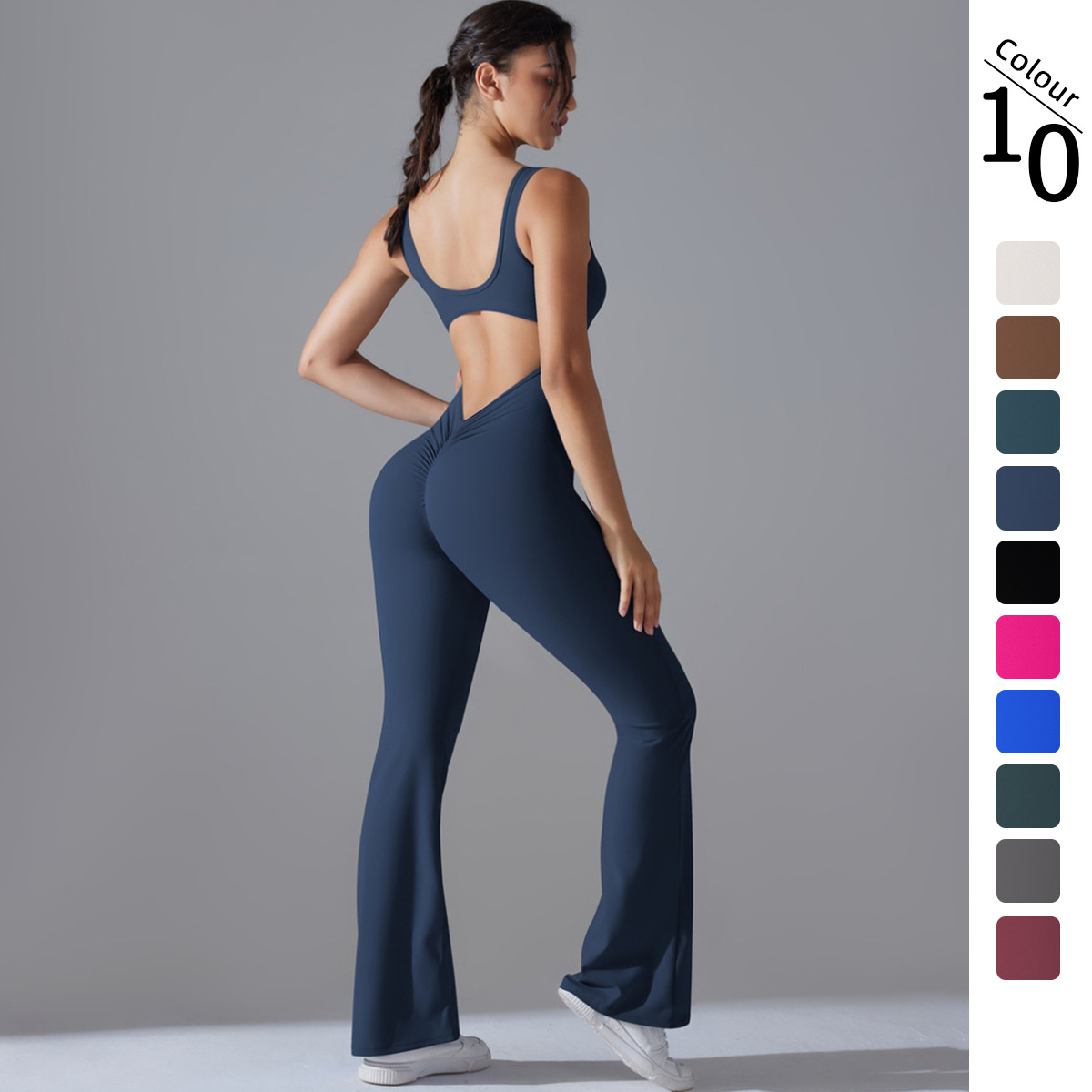 Yoga Fitness Stretching - Sexy Back V Jumpsuit Gym Set