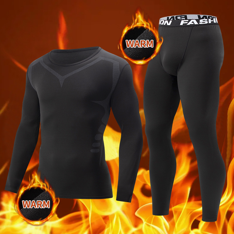 Yoga Fitness Pants - Men's tight warm long-sleeved trousers suit