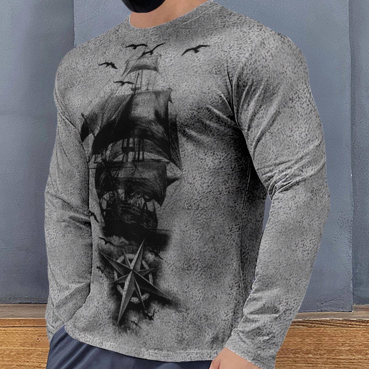 Yoga Fitness Brand - Men's Casual Crewneck Longsleeve Sports Tshirt
