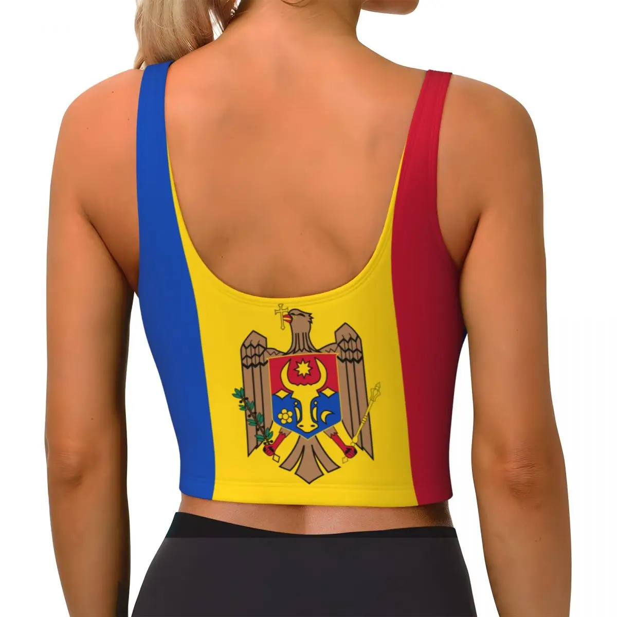 Moldova Flag Basic Tops Women  - đánh giá và giá Yoga Fitness Top