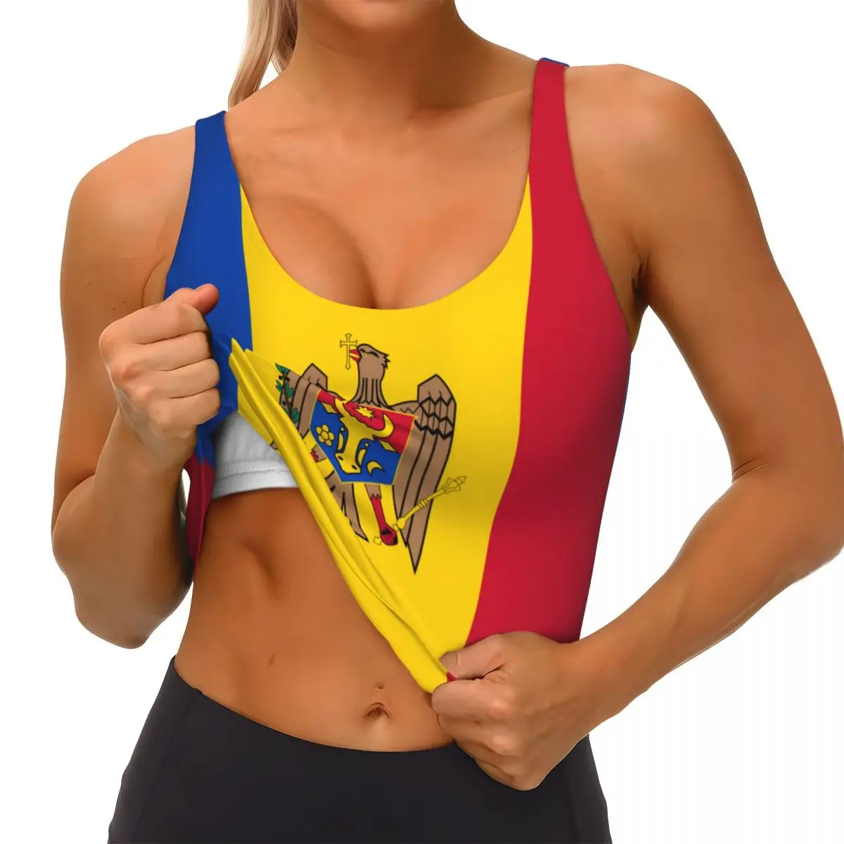 Moldova Flag Basic Tops Women  - đánh giá và giá Yoga Fitness Top