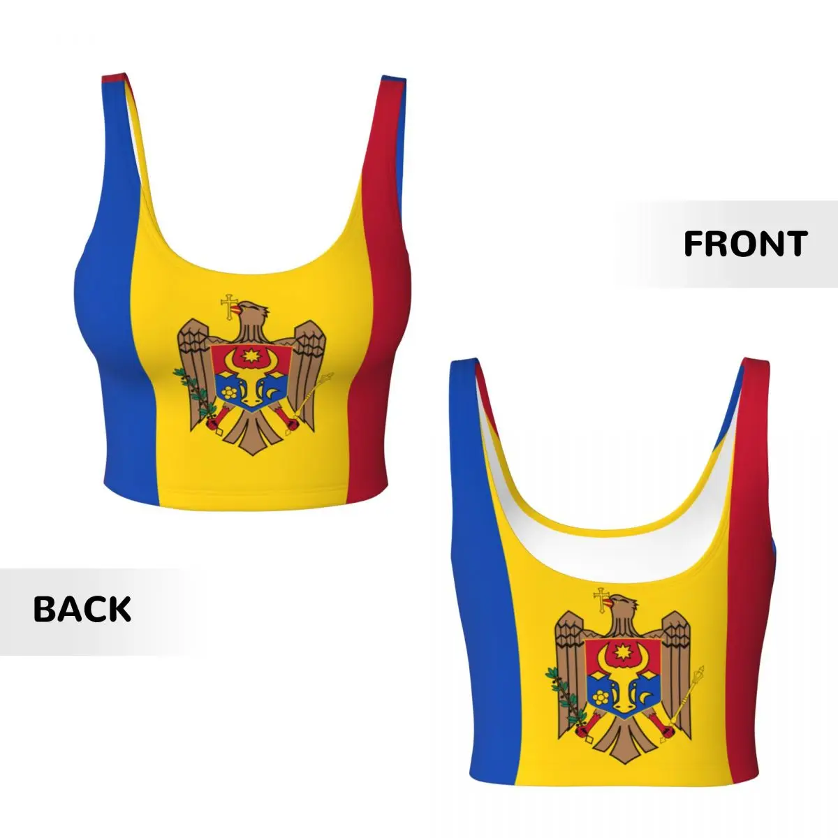 Moldova Flag Basic Tops Women  - đánh giá và giá Yoga Fitness Top