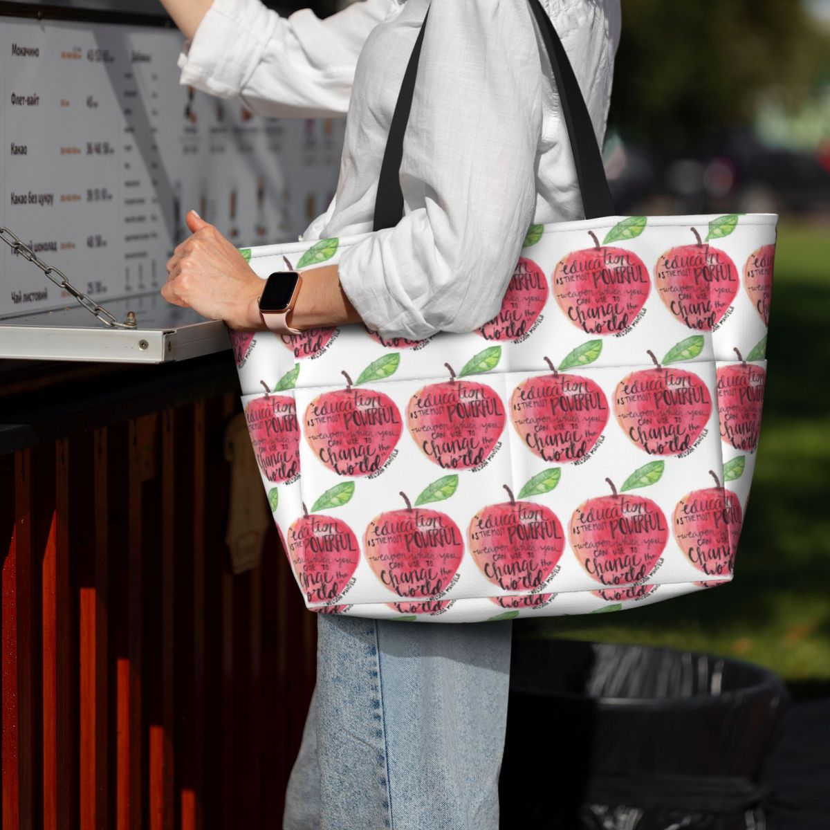Teacher Quote Beach Tote Bag S - đánh giá và giá Yoga Fitness Teacher