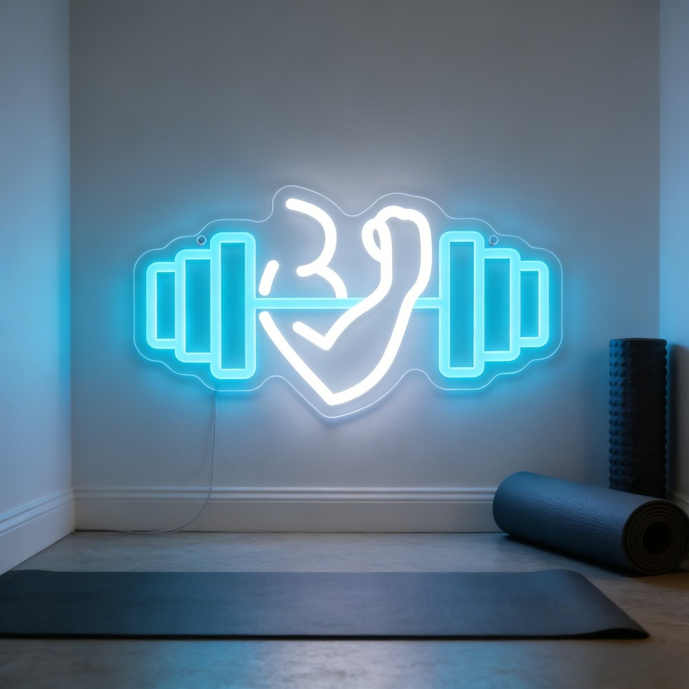 Bicep Dumbbell Neon Sign LED W - đánh giá và giá Yoga And Fitness Studio