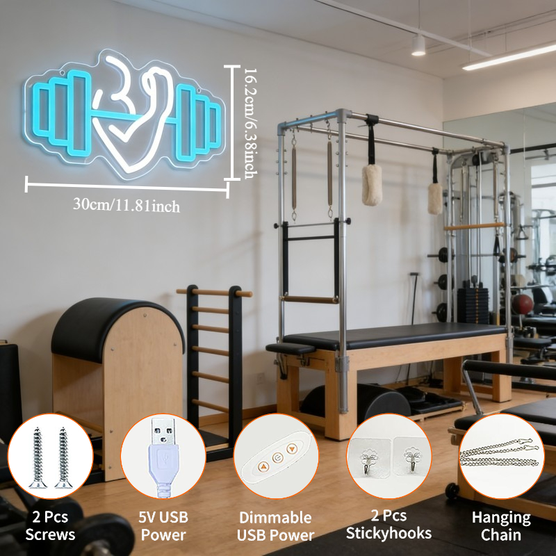 Bicep Dumbbell Neon Sign LED W - đánh giá và giá Yoga And Fitness Studio