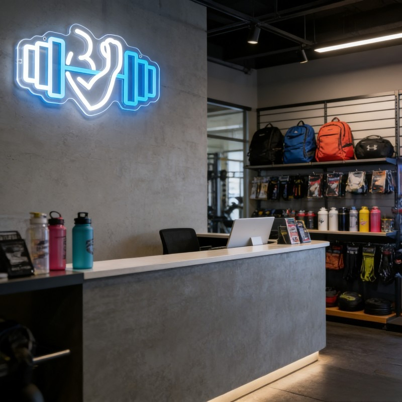 Bicep Dumbbell Neon Sign LED W - đánh giá và giá Yoga And Fitness Studio