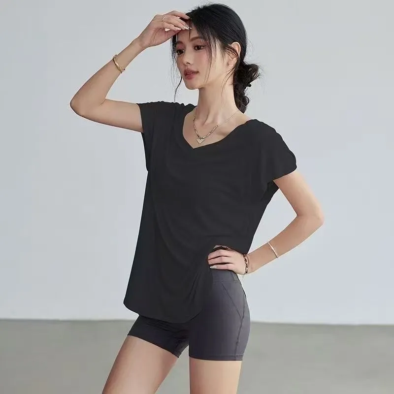 Women's Slimming Round Neck Yo - đánh giá và giá Yoga Fitness Top
